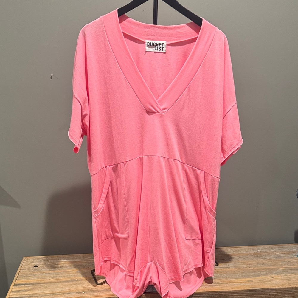 BUCKETLIST Pink V-Neck Romper